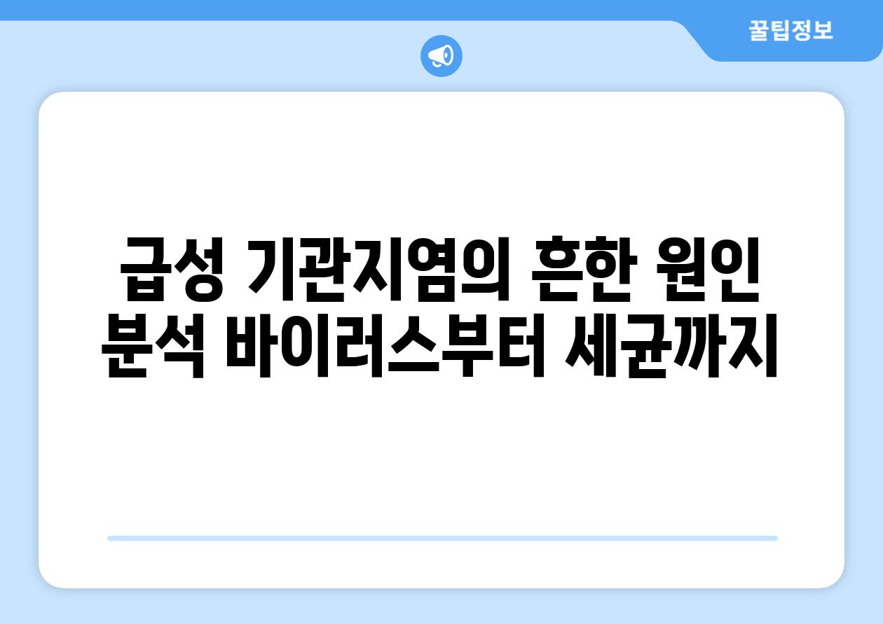 급성 기관지염의 흔한 원인 분석 바이러스부터 세균까지