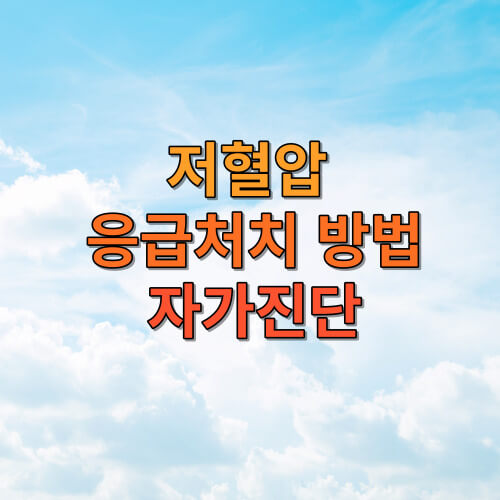 저혈압&nbsp;응급처치 방법 자가진단