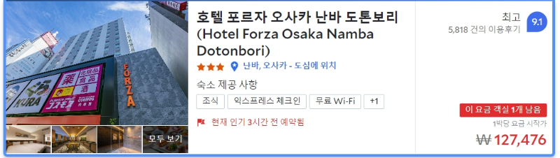 오사카 도톤보리 호텔 예약 추천 TOP3