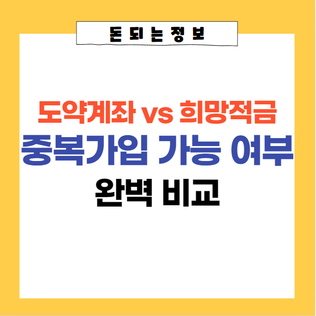  청년도약계좌 청년희망적금 비교 및 중복가입 가능 여부