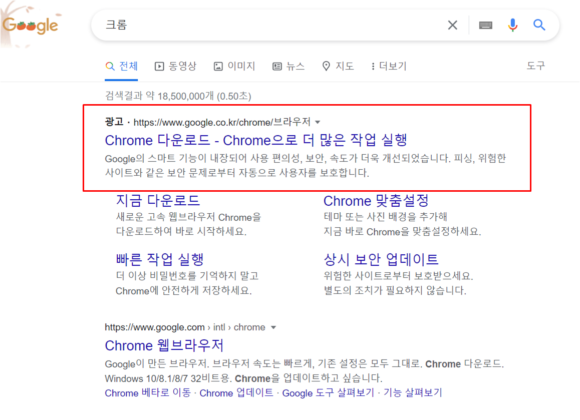 Chrome 크롬 다운로드