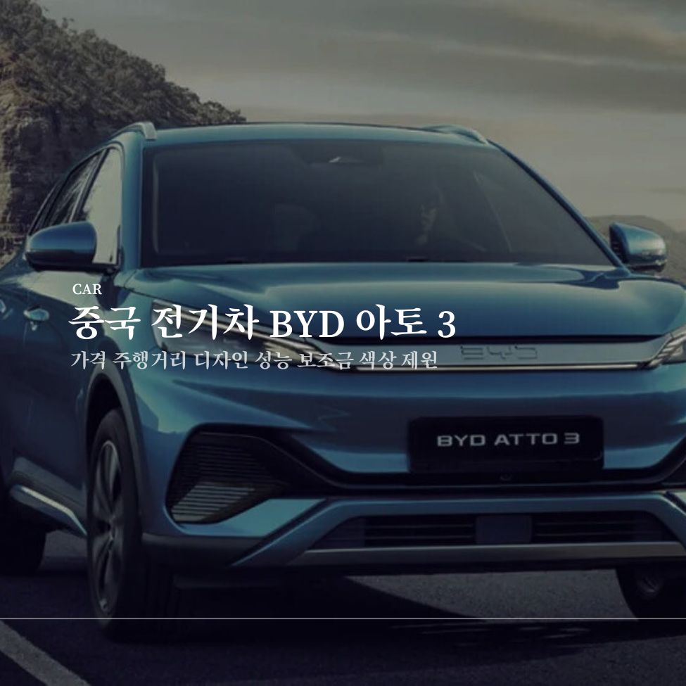 중국 전기차 BYD 아토 3 정리 - 가격 보조금 주행거리 성능 디자인 실내 색상 제원 배터리