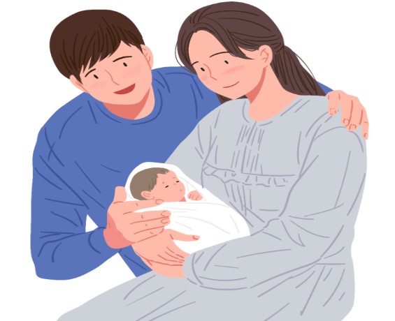 아이를 바라보는 엄마 아빠