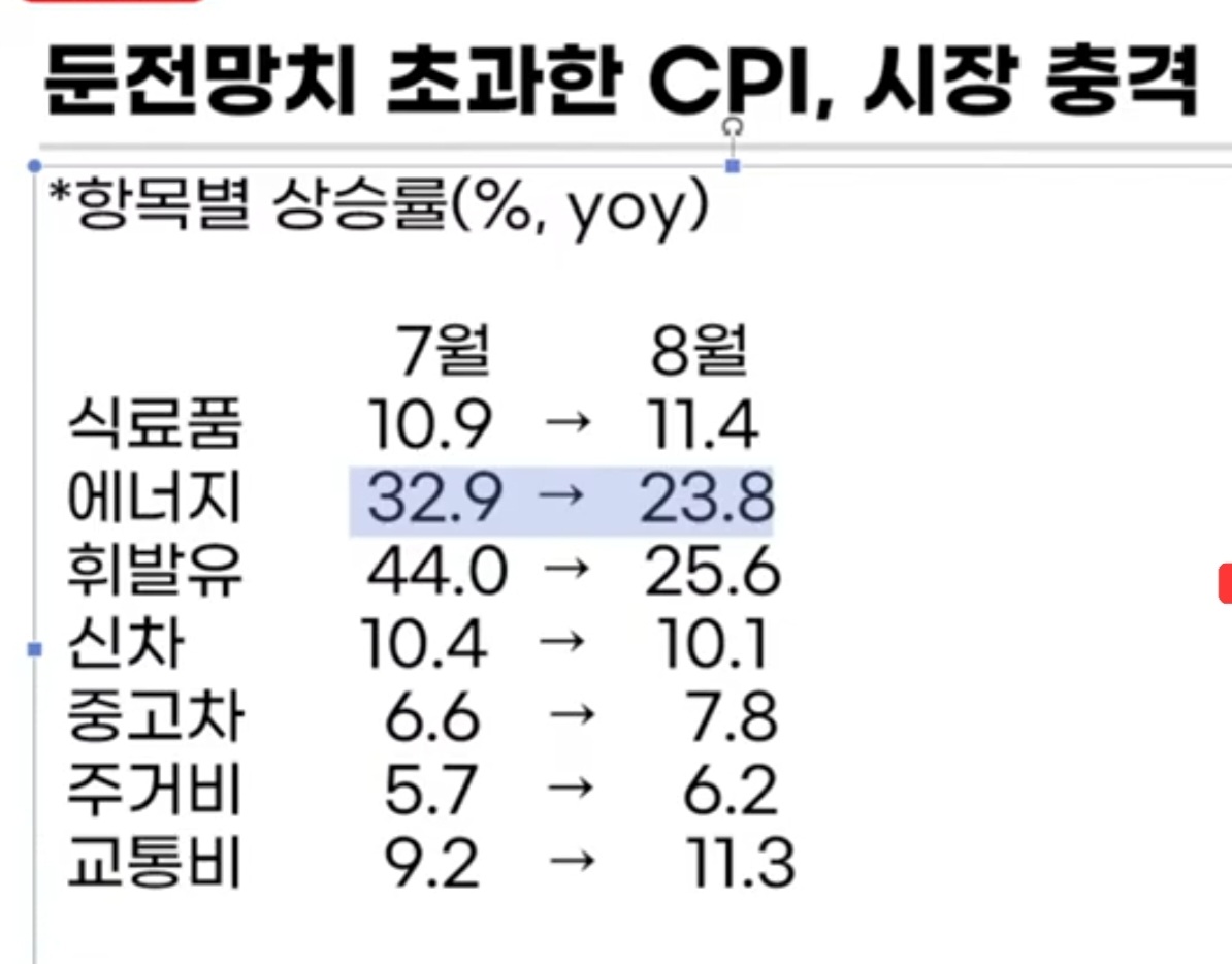  8월 CPI 8.3%..시장은 충격!