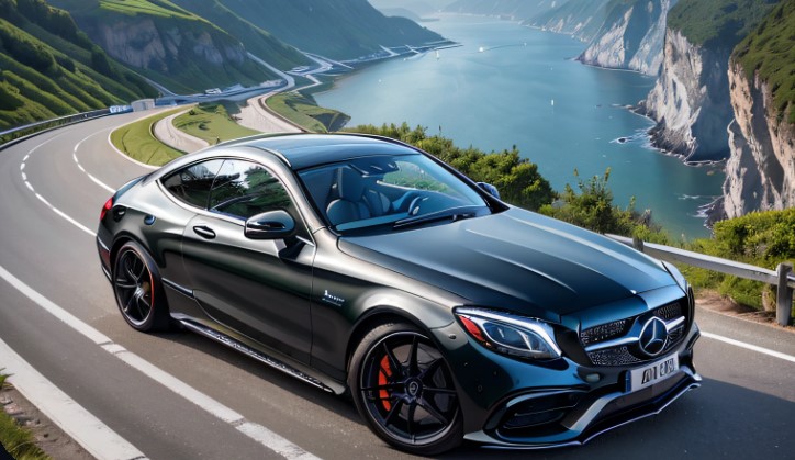 MercedesBenz CClass driving on a winding road