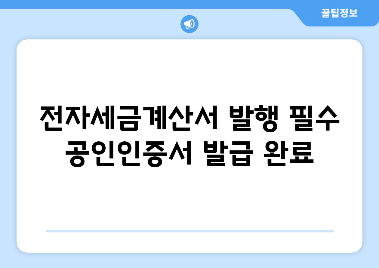 전자세금계산서 발행 필수, 공인인증서 발급 완료