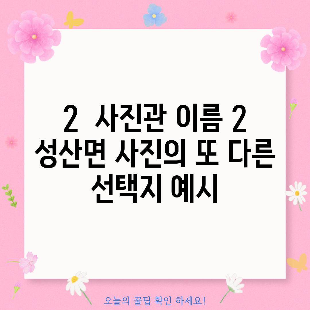 2.  [사진관 이름 2] :  성산면 사진의 또 다른 선택지 (예시)