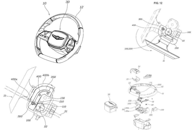 제네시스용 접이식 스티어링 휠 특허 개념도. /미국 특허청 제공