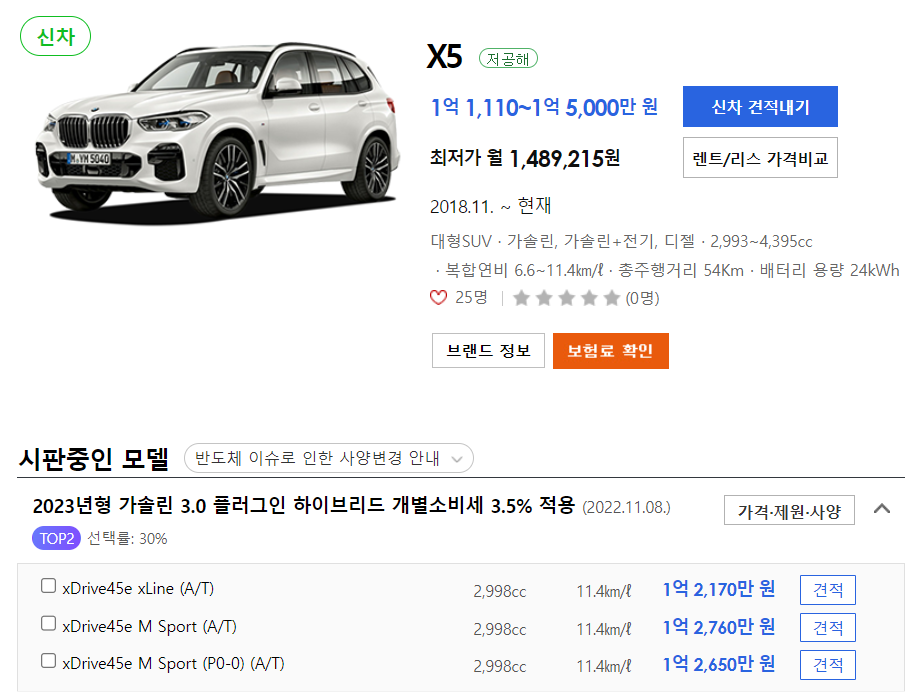2023 BMW X5 신차 가격