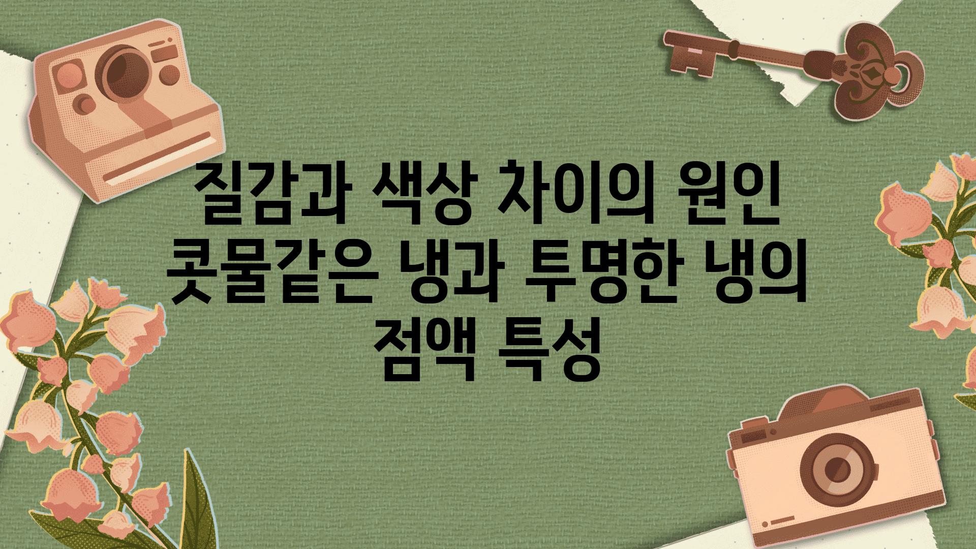 질감과 색상 차이의 원인 콧물같은 냉과 투명한 냉의 점액 특성