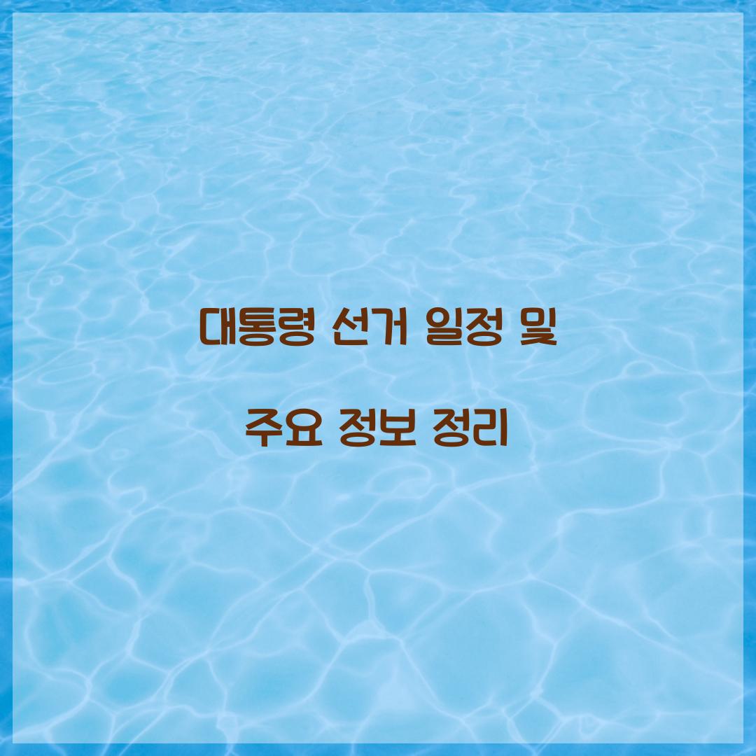 대통령 선거 일정