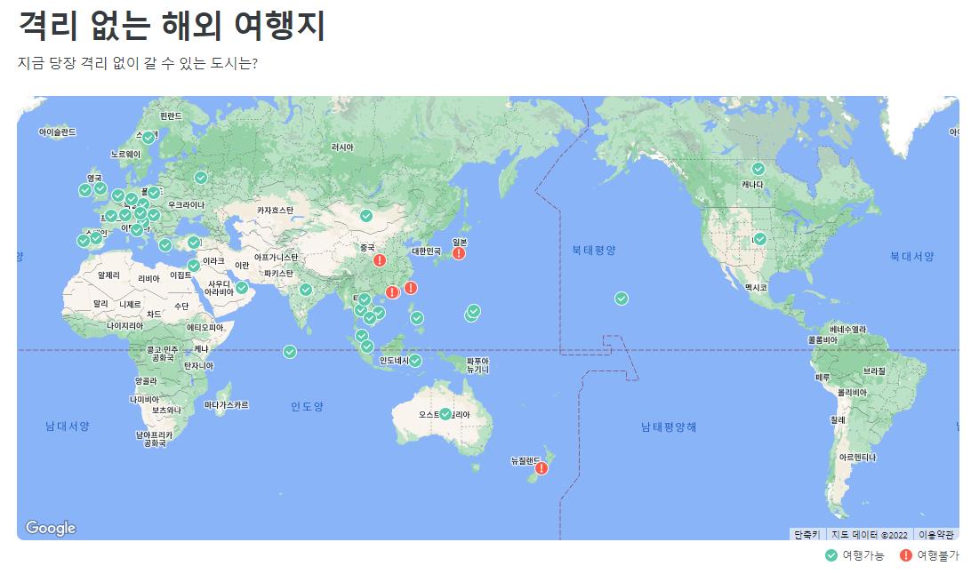 격리없는 해외 여행지