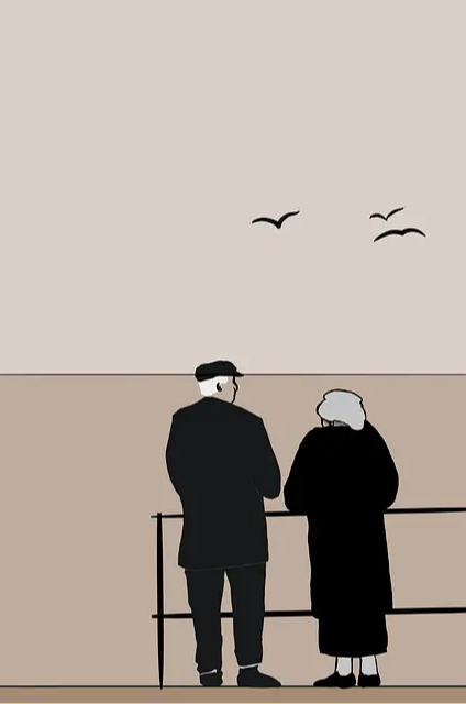 함께 서있는 노인