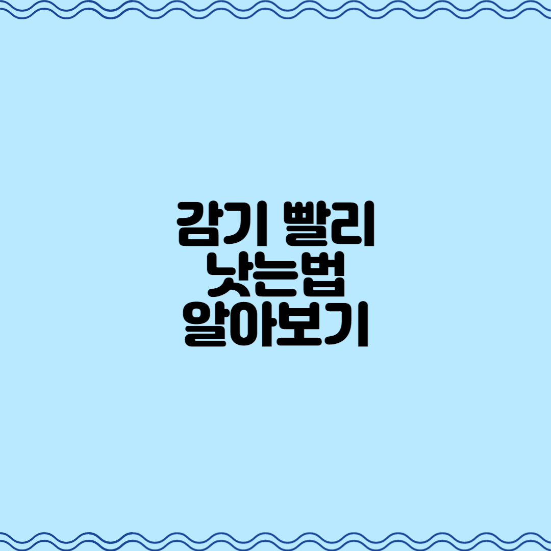  감기 빨리 낫는법 알아보기