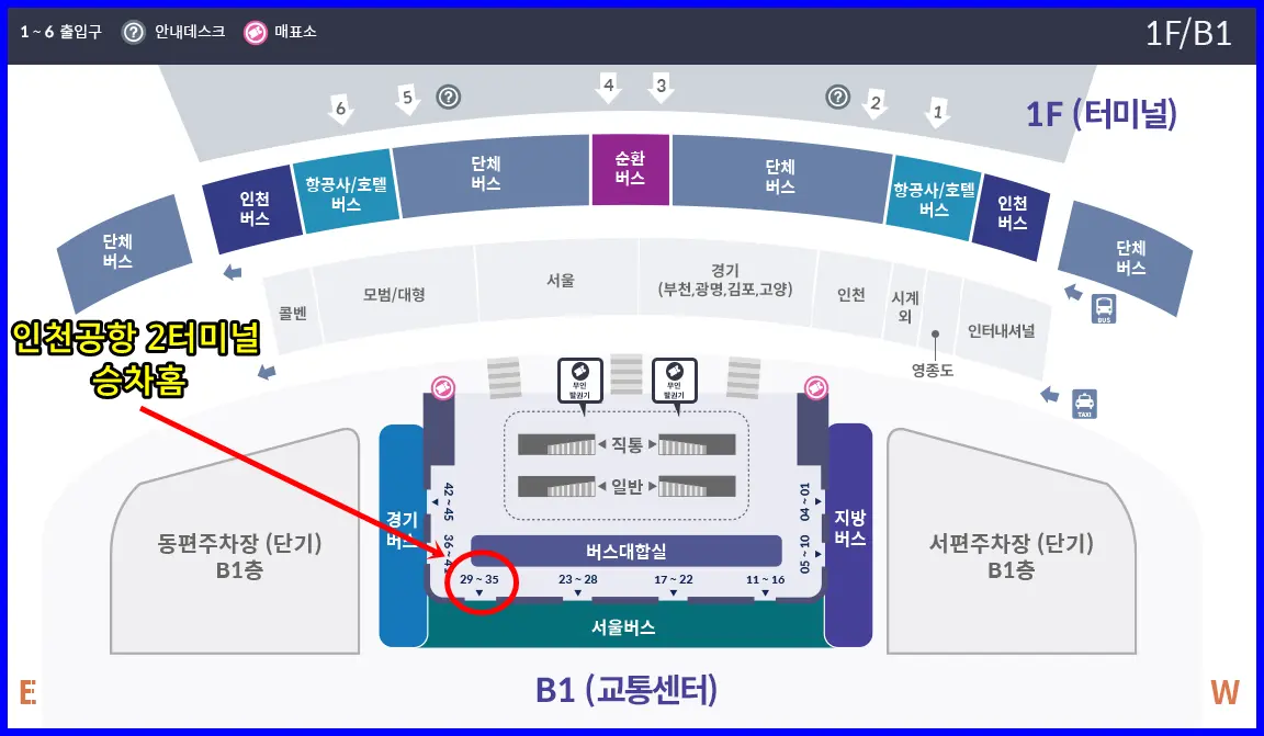 인천공항 2 터미널 공항버스 6008 타는 곳