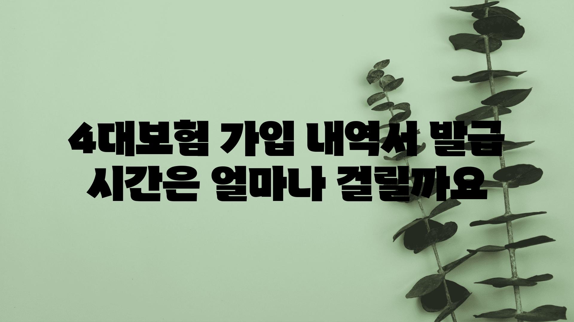 4대보험 가입 내역서 발급 시간은 얼마나 걸릴까요