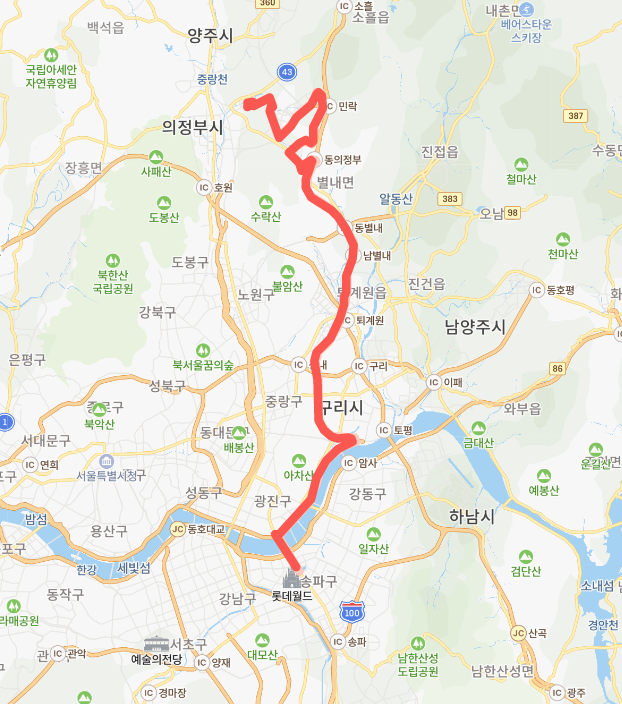  [직행좌석] 의정부 G6100 버스 노선정보 : 의정부, 어룡역,잠실 광역환승센터