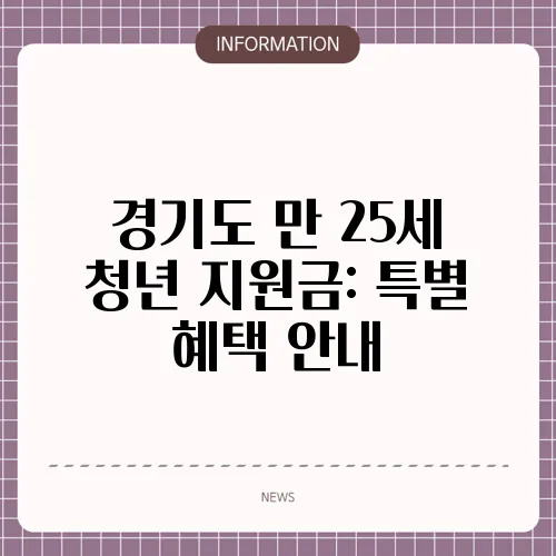 경기도 만 25세 청년 지원금: 특별 혜택 안내