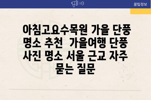  아침고요수목원 가을 단풍 명소 추천  가을여행 단풍 사진 명소 서울 근교 자주 묻는 질문