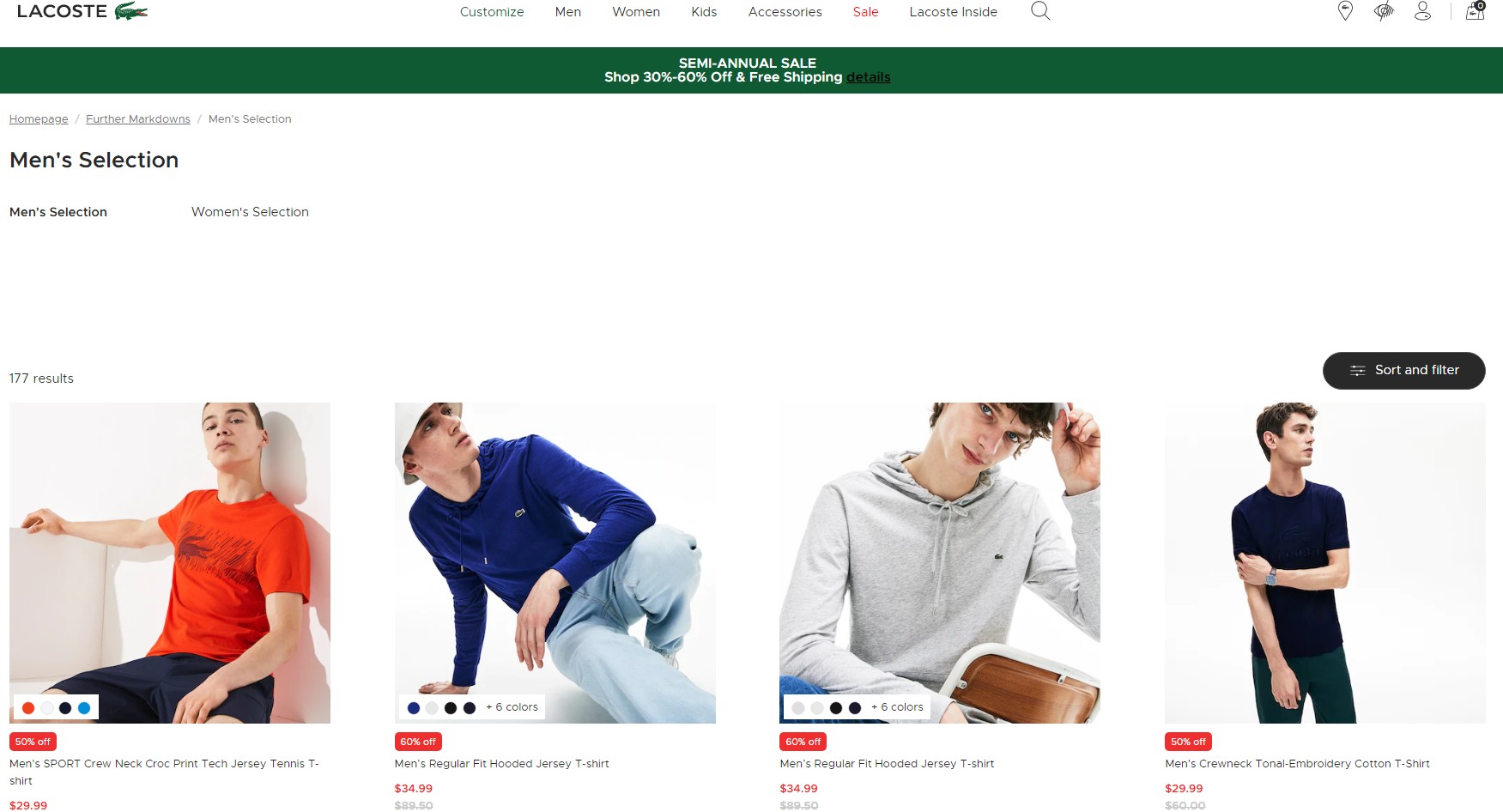  LACOSTE 라코스테 미국 공홈 최대 60% 세일