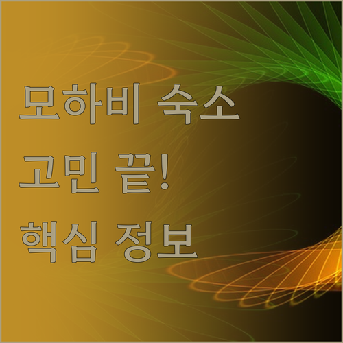 모하비 숙소 선택 고민 해결 주요 정