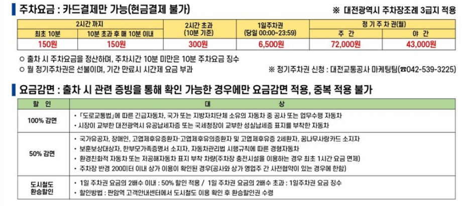 대전 지하철 시간표, 요금, 노선, 물품보관함, 주차장 총정리