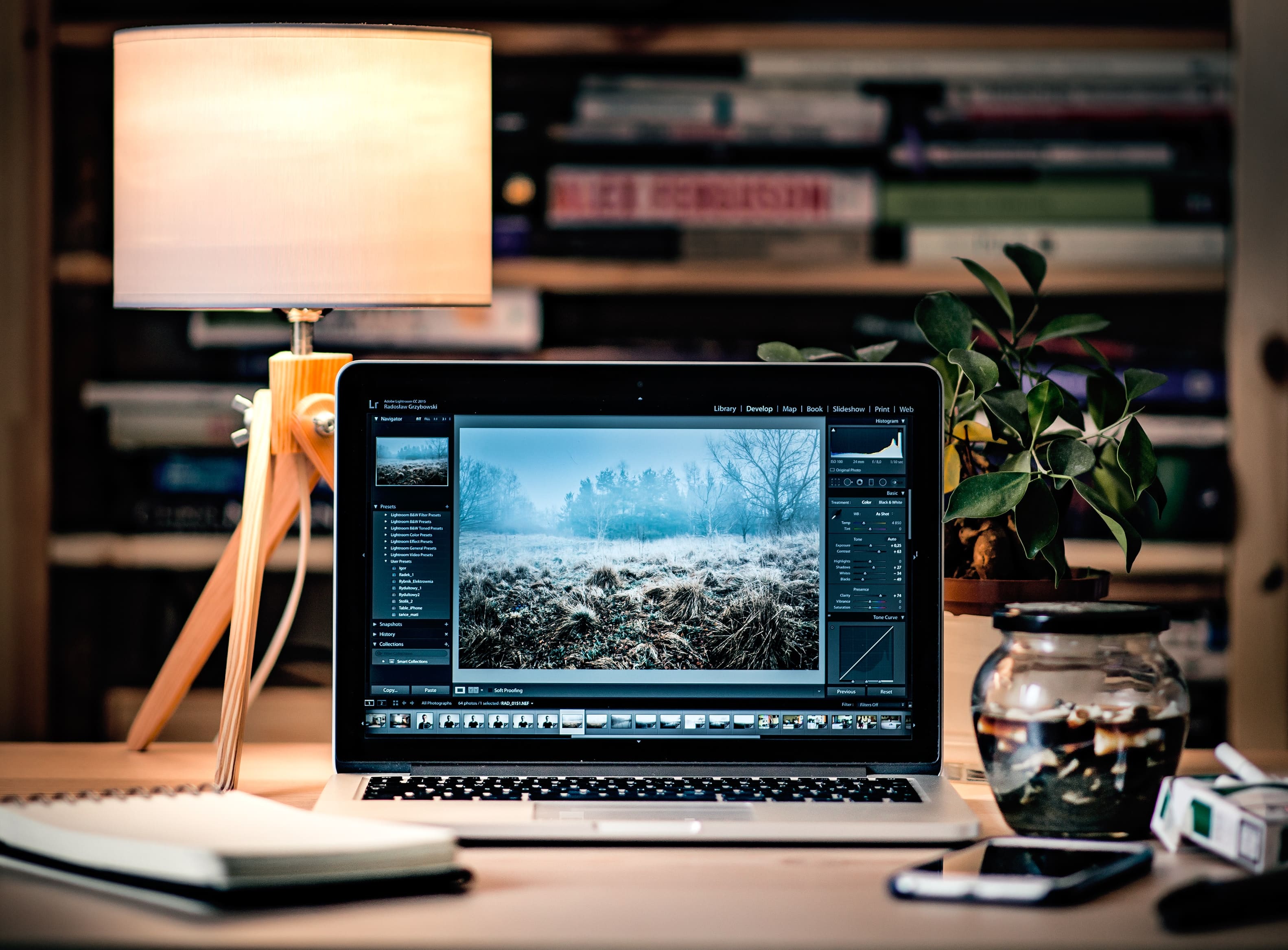 A relaxing scene while editing a video