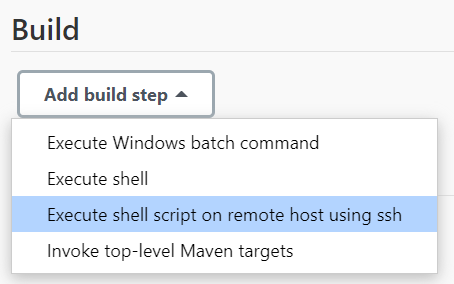 빌드 단계에 Excute shell script on remote host using ssh 추가