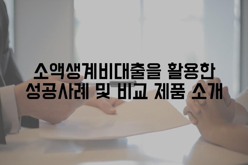 소액생계비대출을 활용한 성공사례 및 비교 제품 소개