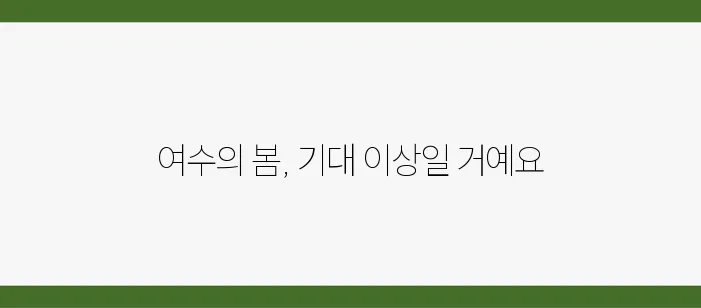 2025년 봄 여수 여행, 축제 일정과 꿀팁을 완벽하게 정리해드리겠습니다!