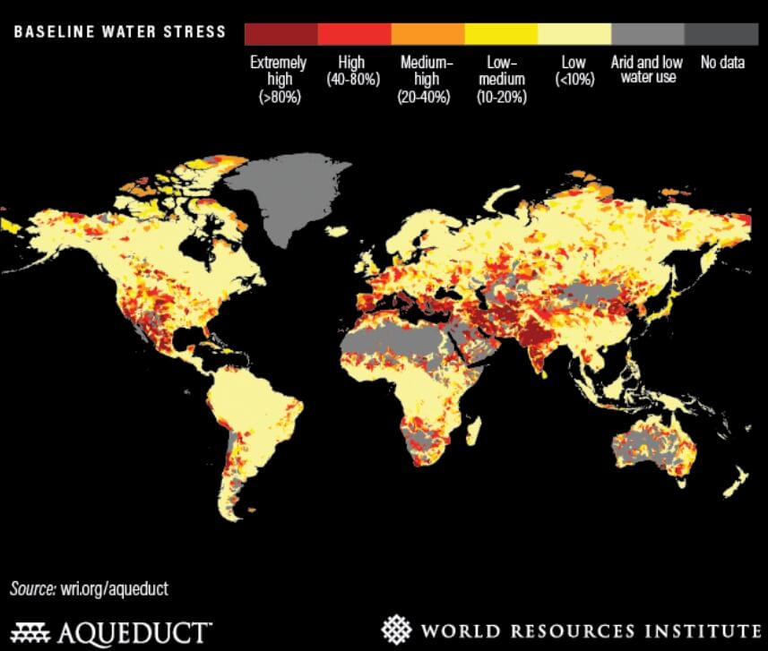 전세계 물부족 국가 지도