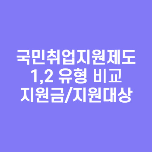  국민취업지원제도 1,2유형 비교 총정리