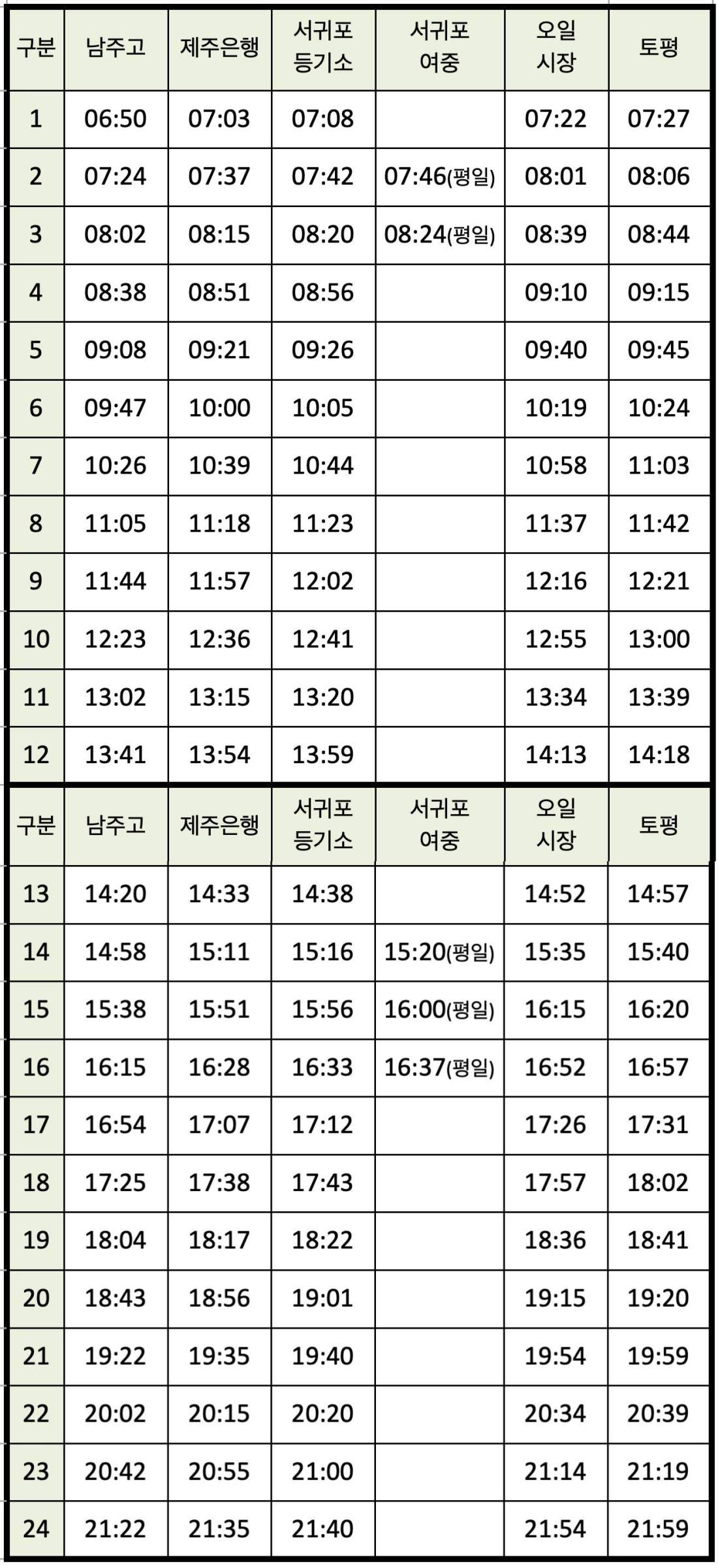 제주 635번 버스시간표