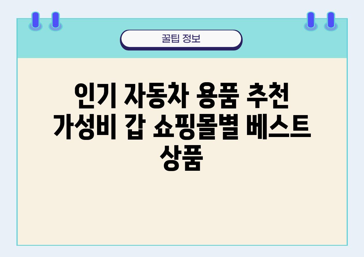 인기 자동차 용품 추천 가성비 갑 쇼핑몰별 베스트 제품