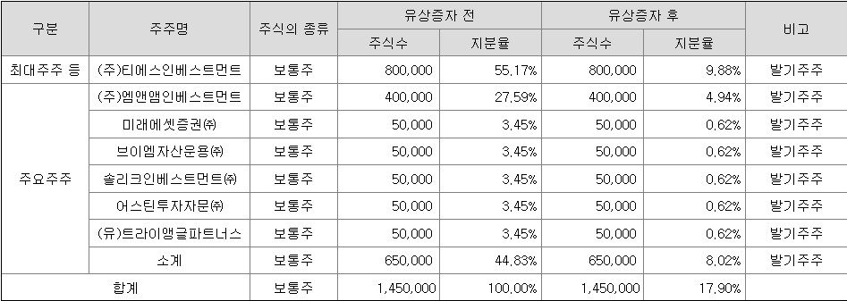 미래에셋비전스팩4호 최대주주