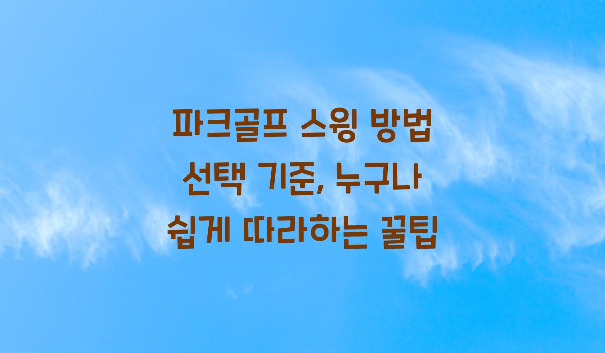 파크골프 스윙 방법 선택 기준