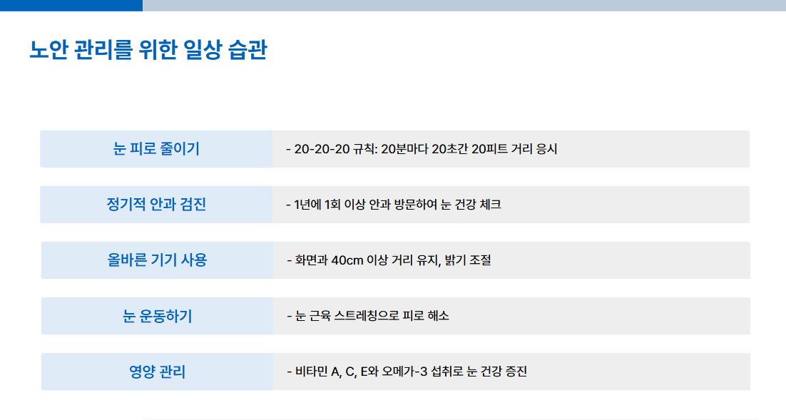 노안 관리 습관