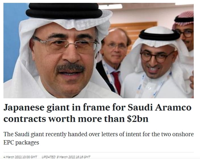 frame for Saudi Aramco contracts worth more than $2bn