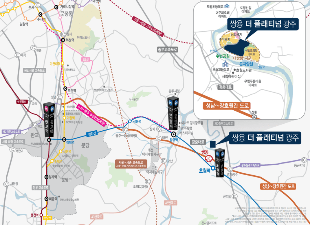 경기 쌍용 더 플래티넘 광주 입지환경