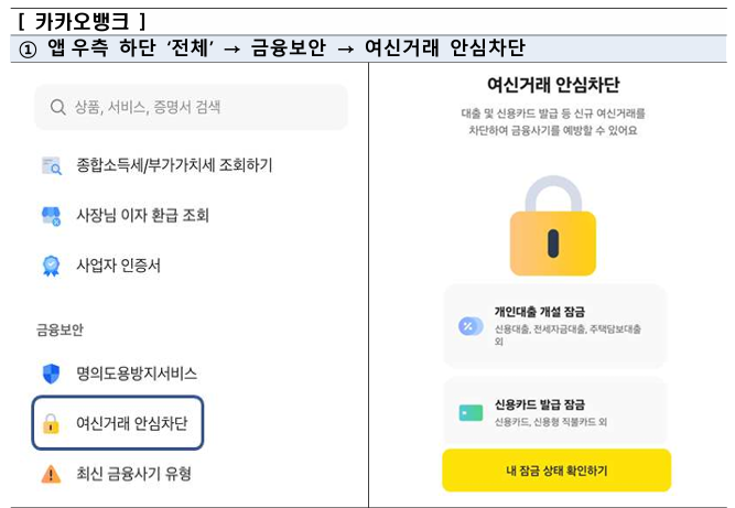 여신거래 안심차단 서비스 신청-카카오뱅크