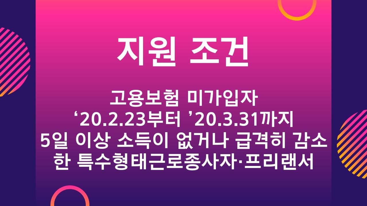 인천 광역시 특수 형태 근로 종사자 프리랜서 무급휴직 근로자 생계비 지원금 신청방법