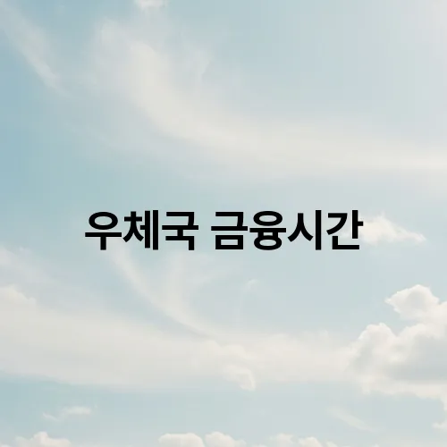 우체국 금융시간