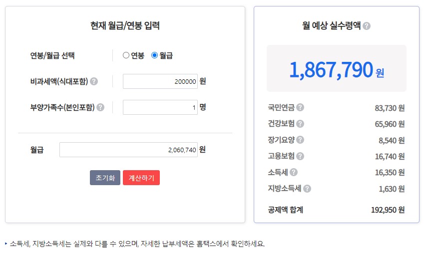 월급 계산기 2024년 최저임금 월급 실수령액 계산 방법