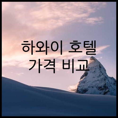 하와이 호텔 6곳 가격 비교 장단점 