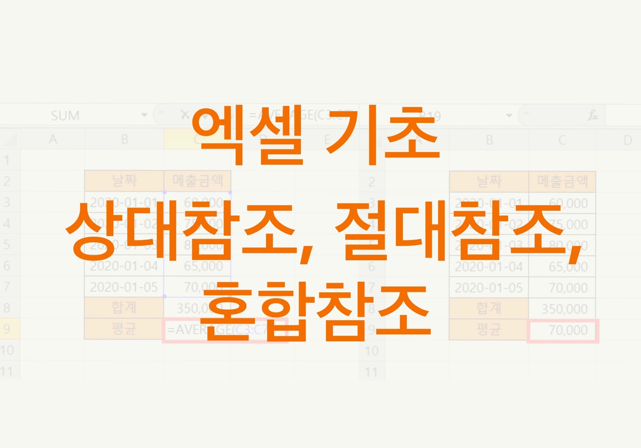  엑셀 기초 - 상대참조, 절대참조, 혼합참조