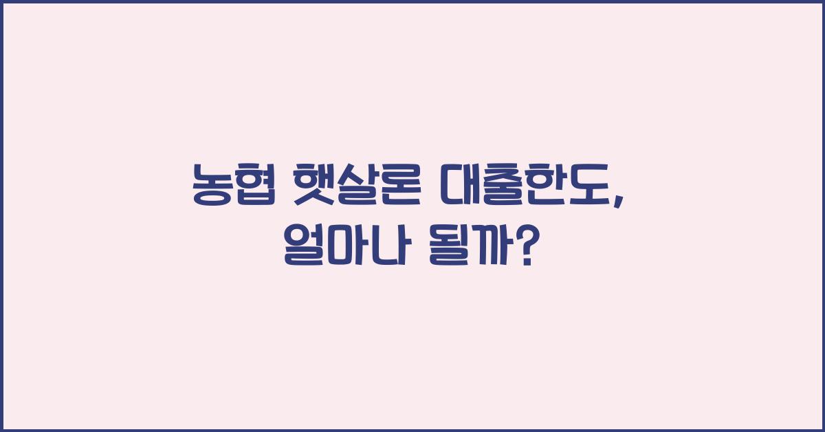 농협 햇살론 대출한도