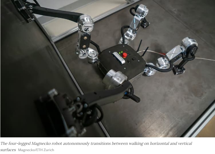 네 발 달린 벽 오르는 '마그네코 로봇' VIDEO: Wall-climbing Magnecko robot is like a cross between a gecko and a spider