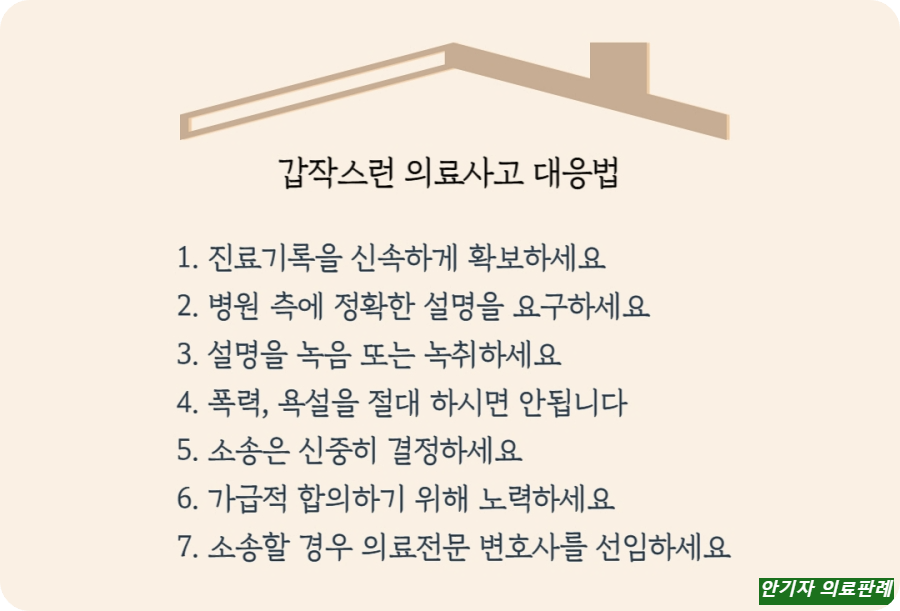 신경성형술 의료사고 대응 방법