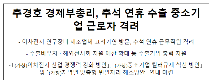  추경호 경제부총리, 수출 중소기업 고려기연 방문