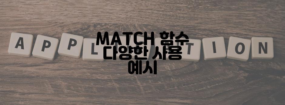 MATCH 함수 다양한 사용 예시